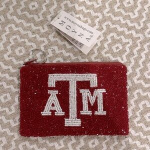 NWT monya beaded coin purse - texas a&m